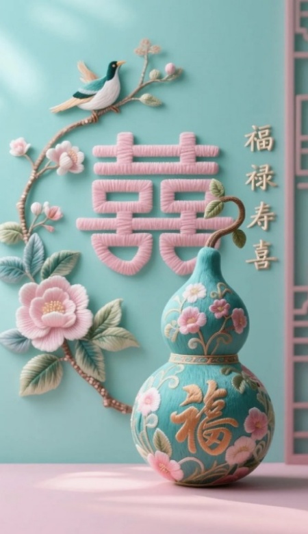 吉祥纹样刺绣壁纸整理 一针一线绣满岁岁安康